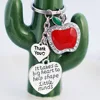 Amazon best sale Christmas item custom stainless steel teacher appreciation red apple key chain ring