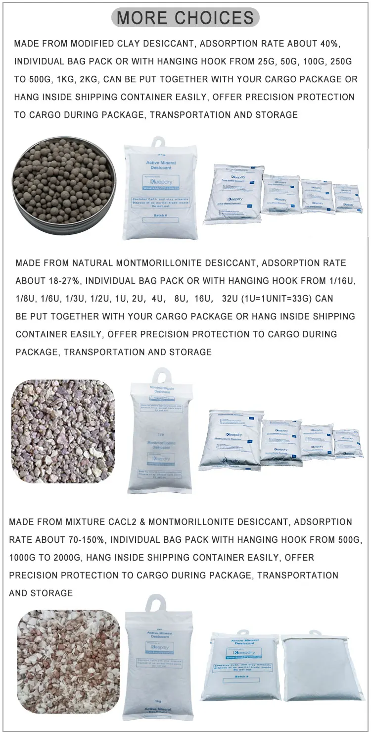 1000G Natural Mineral Compound Nonwoven Packed Cargo Water Absorbing Container Desiccant