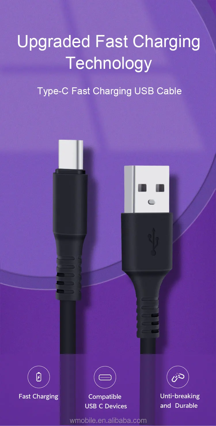 2.1A Micro Type-c USB-C Fast Charging 1M 3.3FT PVC Data Cable - ANKUX.COM
