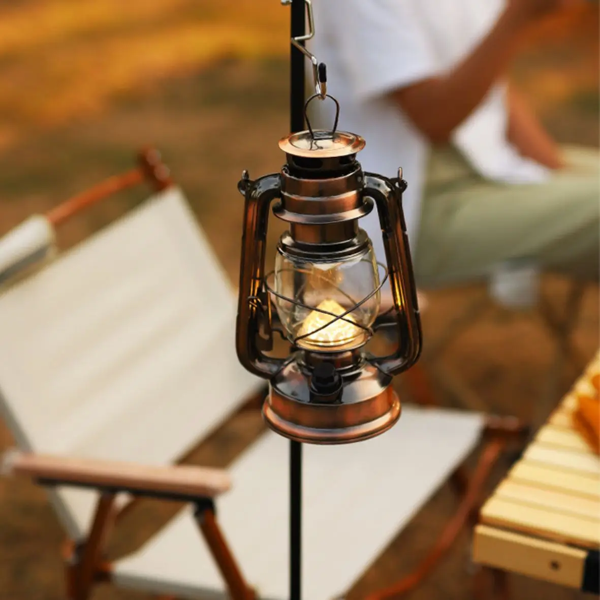 Warm Light Iron Vintage Glass Oil Kerosene Lamp Wick Camping Portable ...