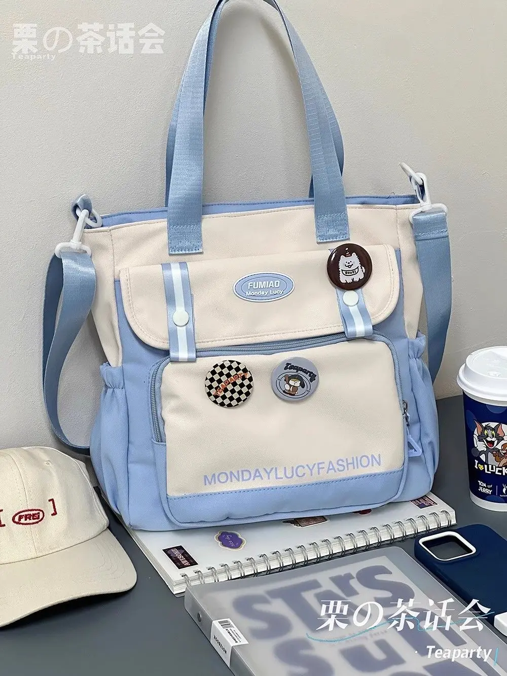 Japanese Style Large Capacity All-Match Portable Women's Single Shoulder Crossbody Bag Zipper Instagram Fashion Tutor Tote