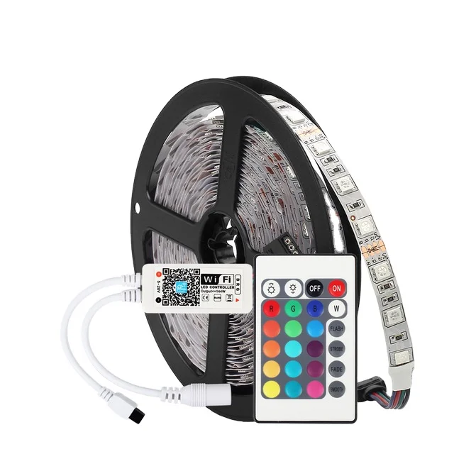 Amazon/Ebay Hot Sale Full Kit 5M 5050 RGB LED Strip Light Power adapter 44 Key waterproof ip65 Remote China LED strip kit/set