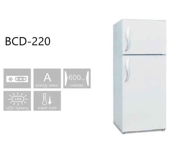 220l Double Door Refrigerator Top Freezer Bottom Fridge Standing
