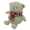 Plush stuffed white fat bear with christmas scarf