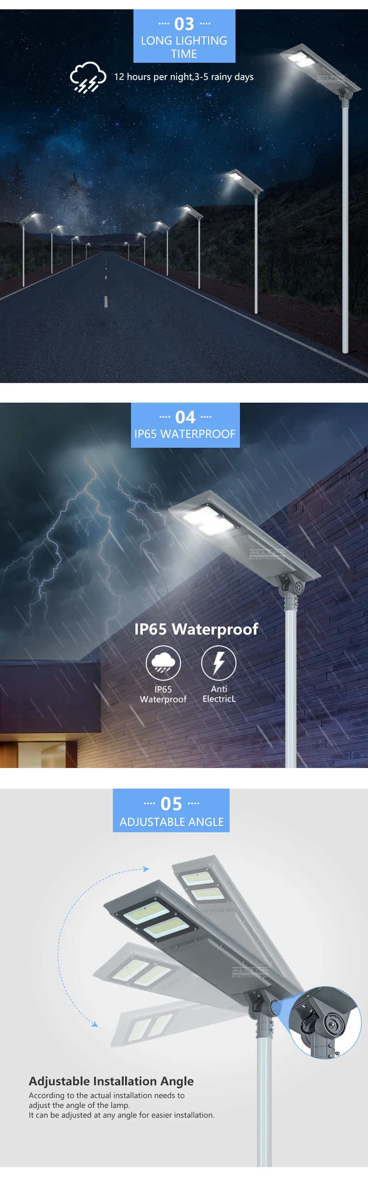 ALLTOP High lumen waterproof ip65 outdoor smd 100w integrated all in one solar led garden light