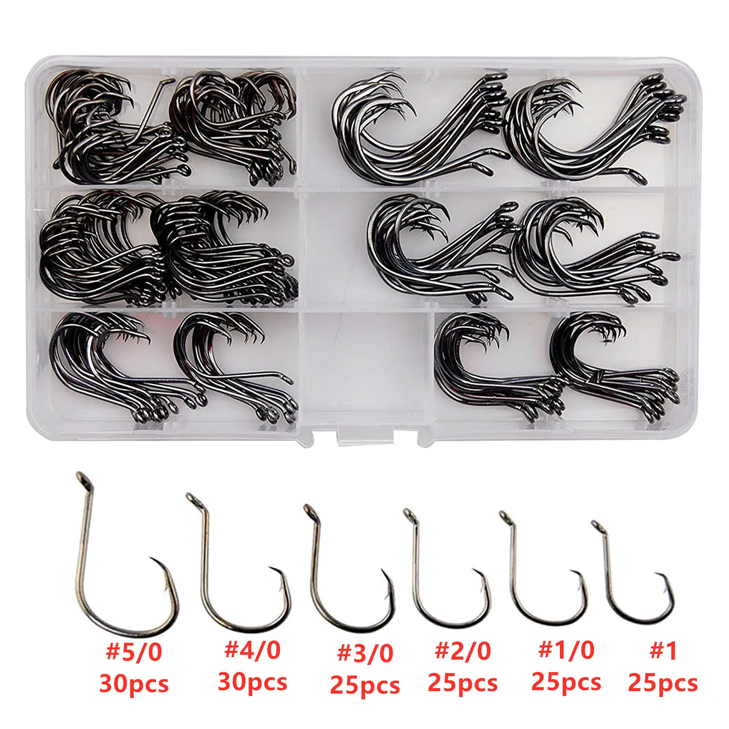 160pcs Strong Offset Fishing Circle Hooks Customized 2x Sport Circle