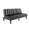 Futon Lounger Convertible Sofa With Cup Holder PU Leather sofa bed
