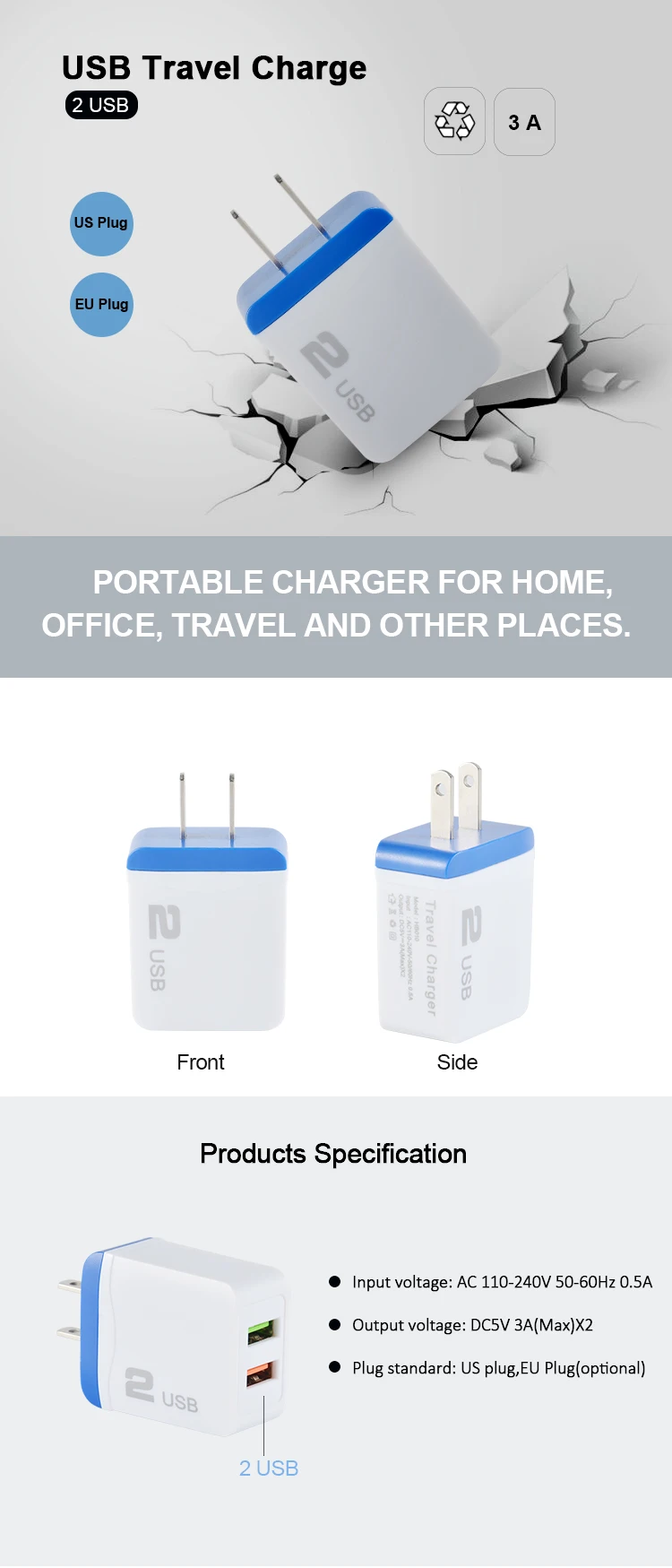 Hot Selling Mobile Charger Wall Charger Mobile Phone Adapters Cell Phone Charger