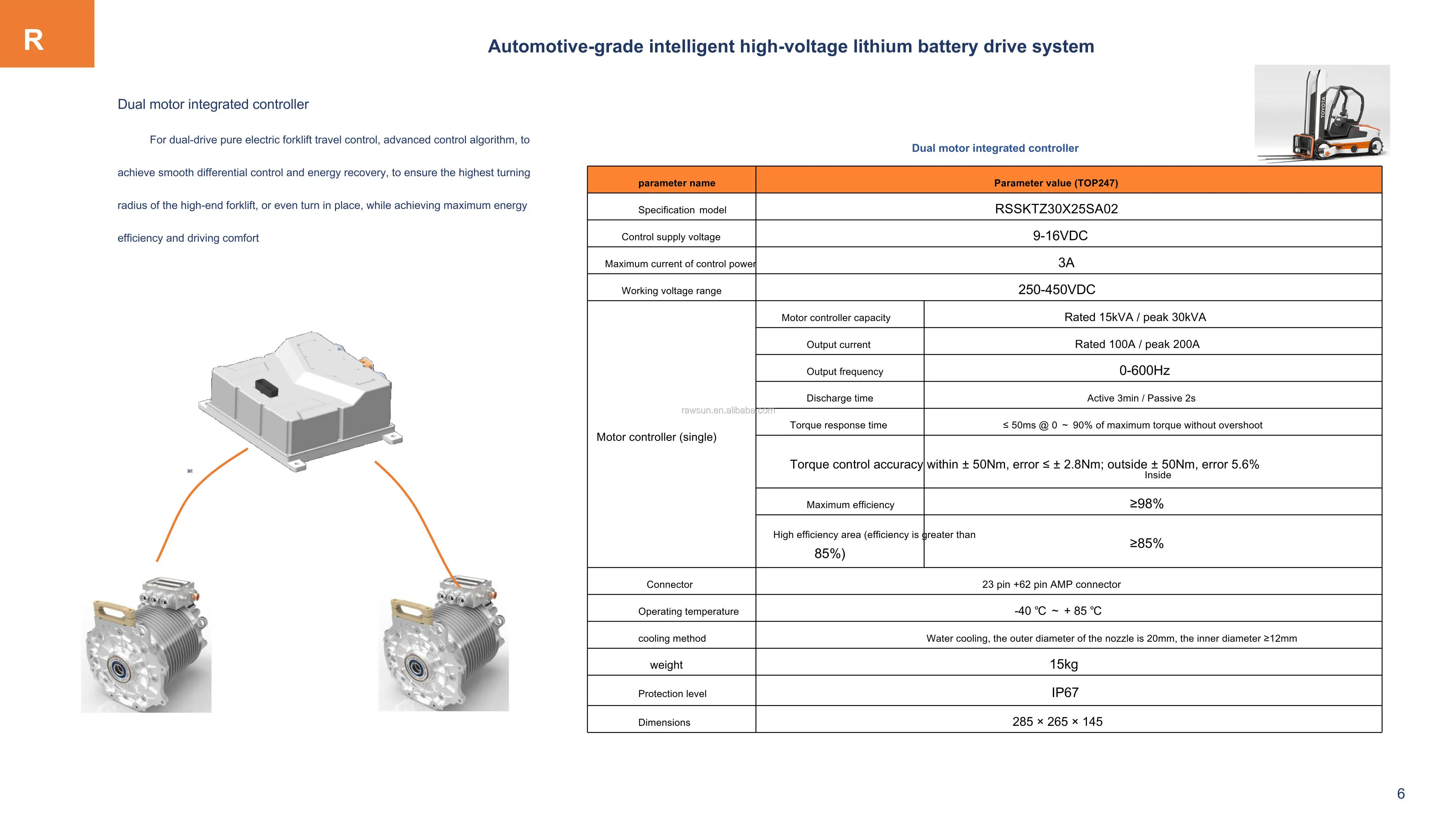 Rawsun Electric Forklift Conversion Kit 140kw 1700nm 540v For Electric