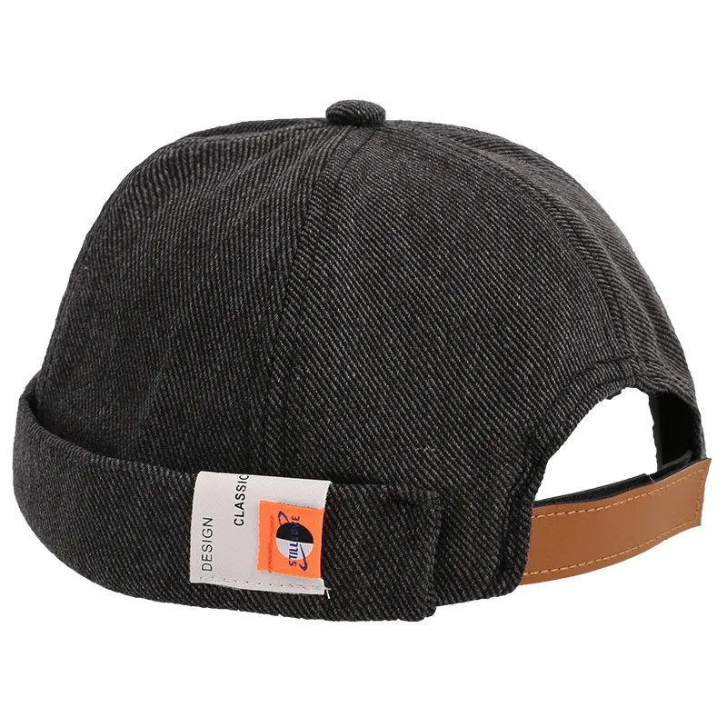 TESOON Unisex Skull Cap - Cotton Brimless Beanie Sailor Cap, Dark Gray, Adjustable