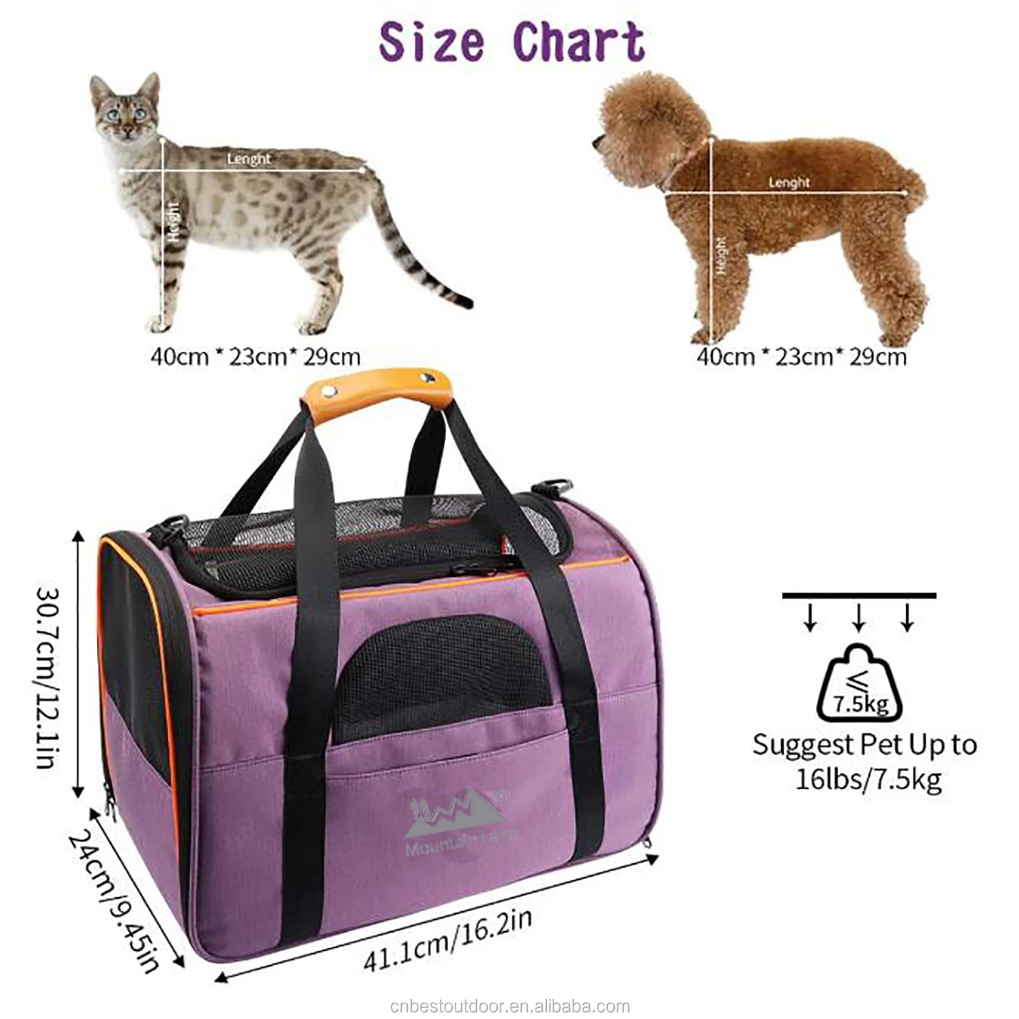 Pet Travel Carrier Bag Portable Pet Bag 