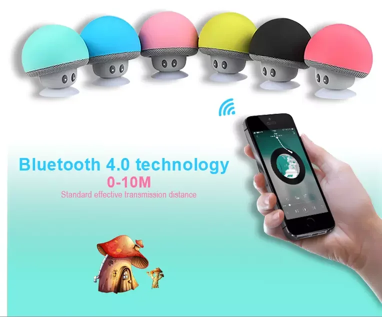Waterproof Mini Mushroom BT-280 for Bluetooth Wireless Speaker with Strong Suction Cup Built-in Microphone Mini Speaker - ANKUX.COM