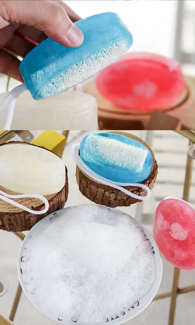 2 in 1 neutral loofah bath soap with eco-friendly unbleached
