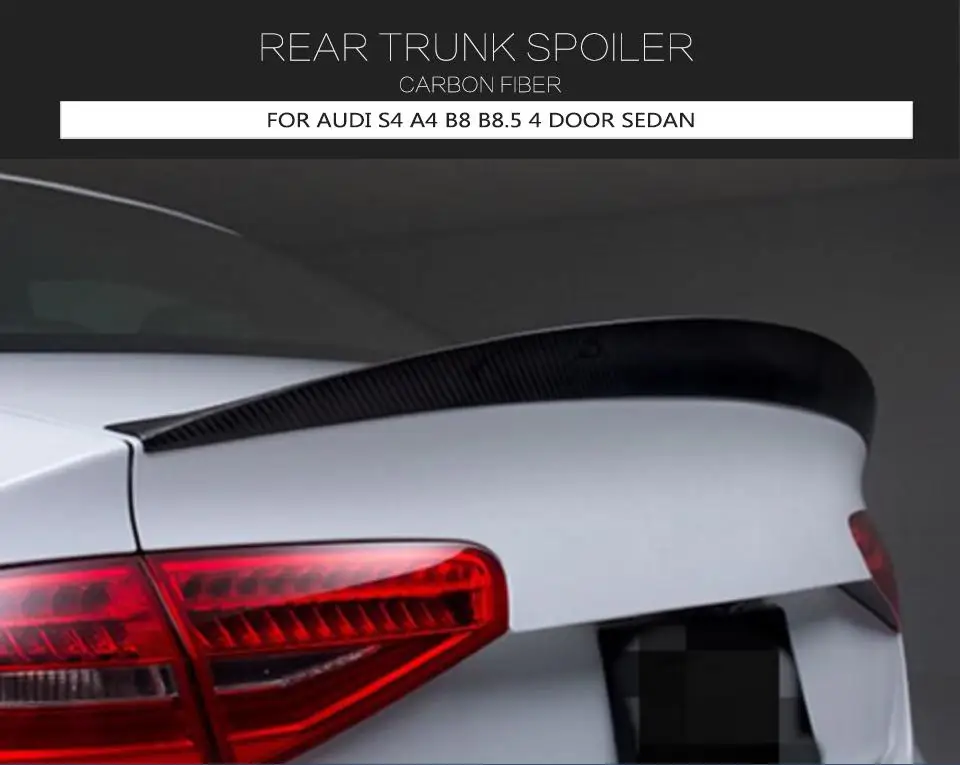 Carbon Fiber Rear Trunk Spoiler Wing Lip For Audi S4 B8.5 Sedan 2013-16 M4 Style