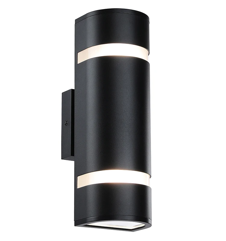 Modern Black Water Proof Wall Mount Light D Shape Aluminum Wall Sconce 2 Light Outdoor Wall Light for Garden & Patio