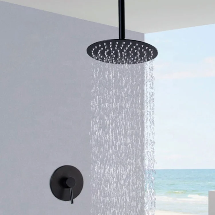 Luxury Brass Natural Color Bathroom Brass Concealed Square Shower Head and Shower Faucet