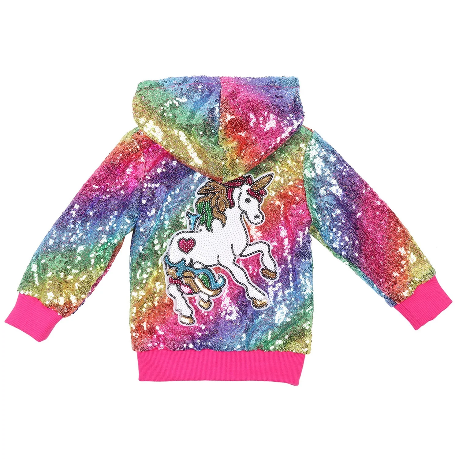 Children Sequin Unicorn Jackets Girls Fashion Zipper Hooded Jacket Baby ...