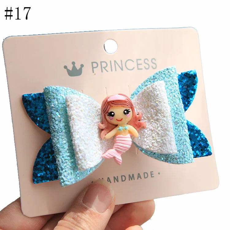 Creative Princess Hairgrips Glitter Hair Bows Kids Girl Boutique Hair Clips N3