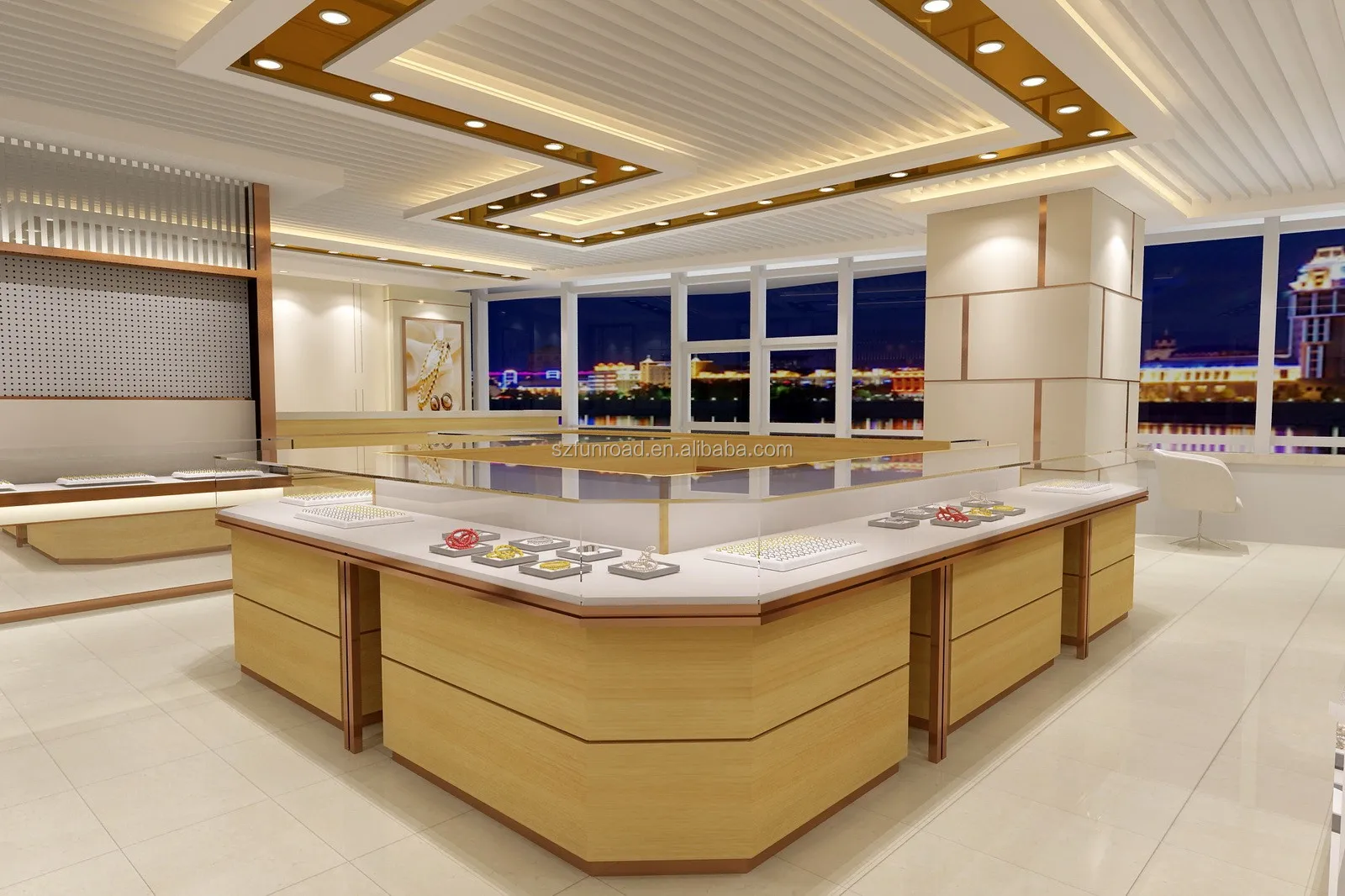 High End Fashionable Design Glass Jewelry Display Showcase Shop Display Furniture for gold store