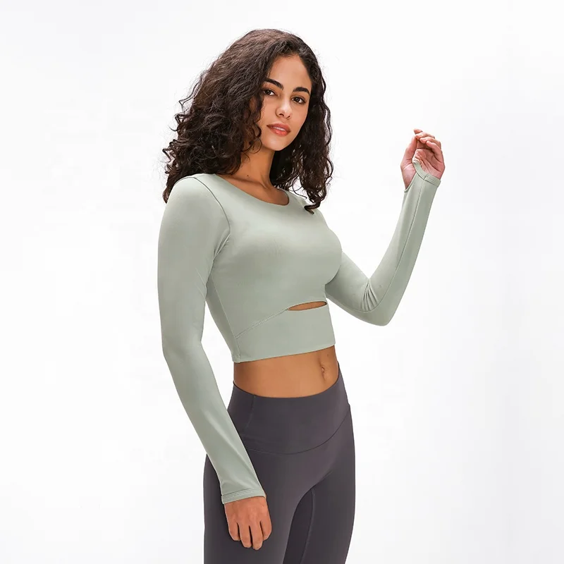 

women yoga crop top,2 Pieces, Light green/black/dark pink/light pink