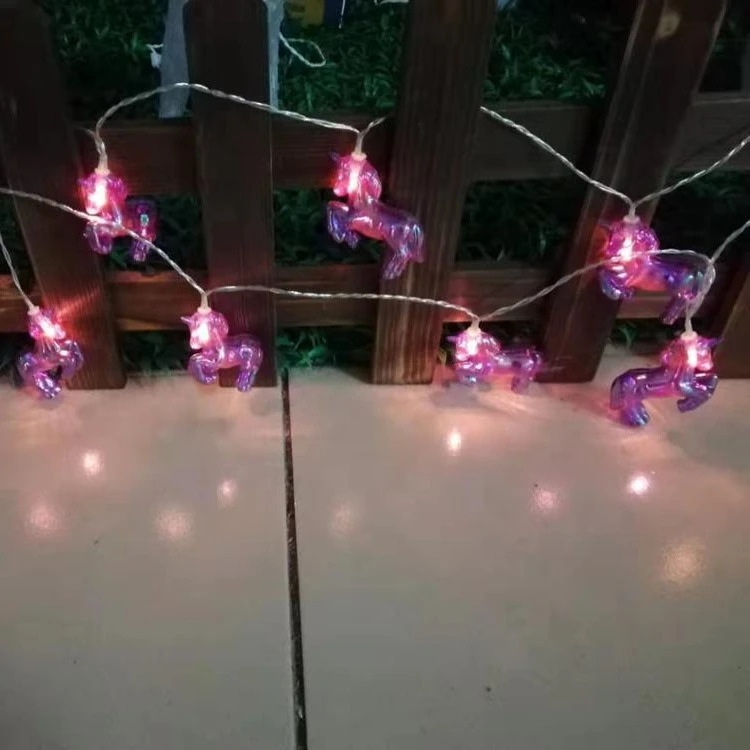 Children lights Birthday Party Home Decor Purple Plastic 3D Unicorn Outdoor String Lights Battery Powered Led Light