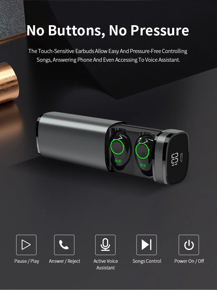 digital display tws Earphone Headphone Earbuds X23D customize - ANKUX.COM