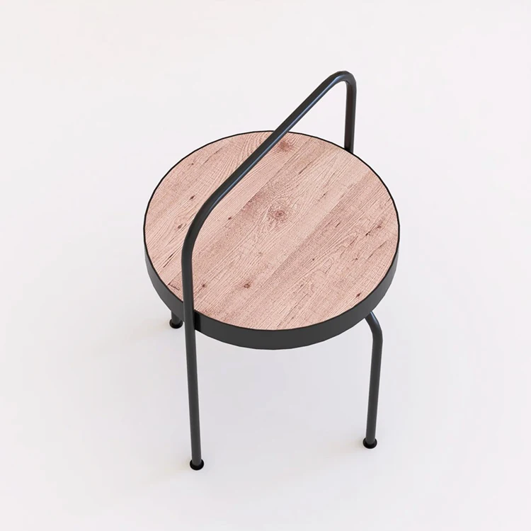 Budget stylish luxury metal round side table with wooden top