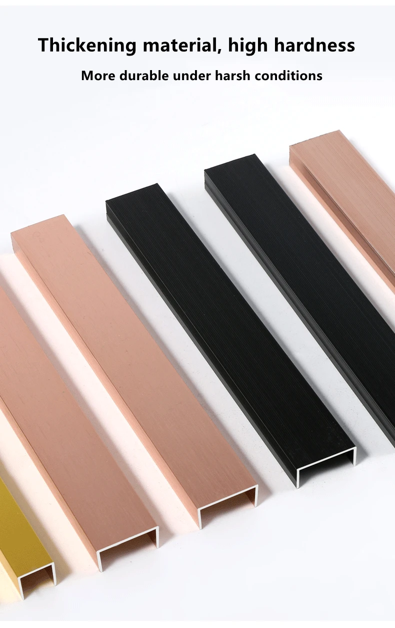 U shape Aluminum extrusion profile with polished gold finish for tile decoration manufacture