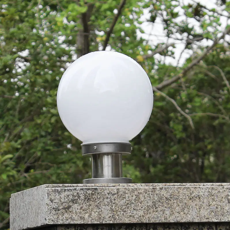 Gatuida 10-Inch Acrylic Spherical Lampshade – White Globe Cover For Outdoor Lamp Posts, Soft Light Diffusion, 9.8" Diameter