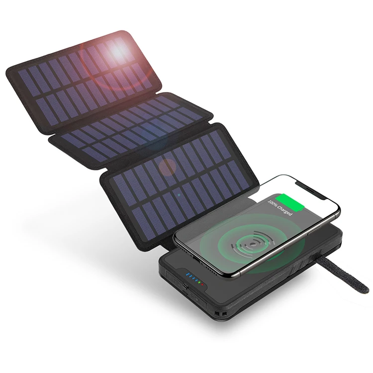 Hot Selling Solar Panel Wireless Power Bank 20000mAh Fully Waterproof Double USB for Outdoor With LED Flashlight - ANKUX.COM