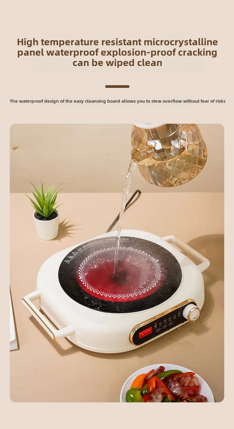3500W High Power Smart Electric Ceramic Cooktop with Semi-Crystal Panel & 3H Timer for Home Use
