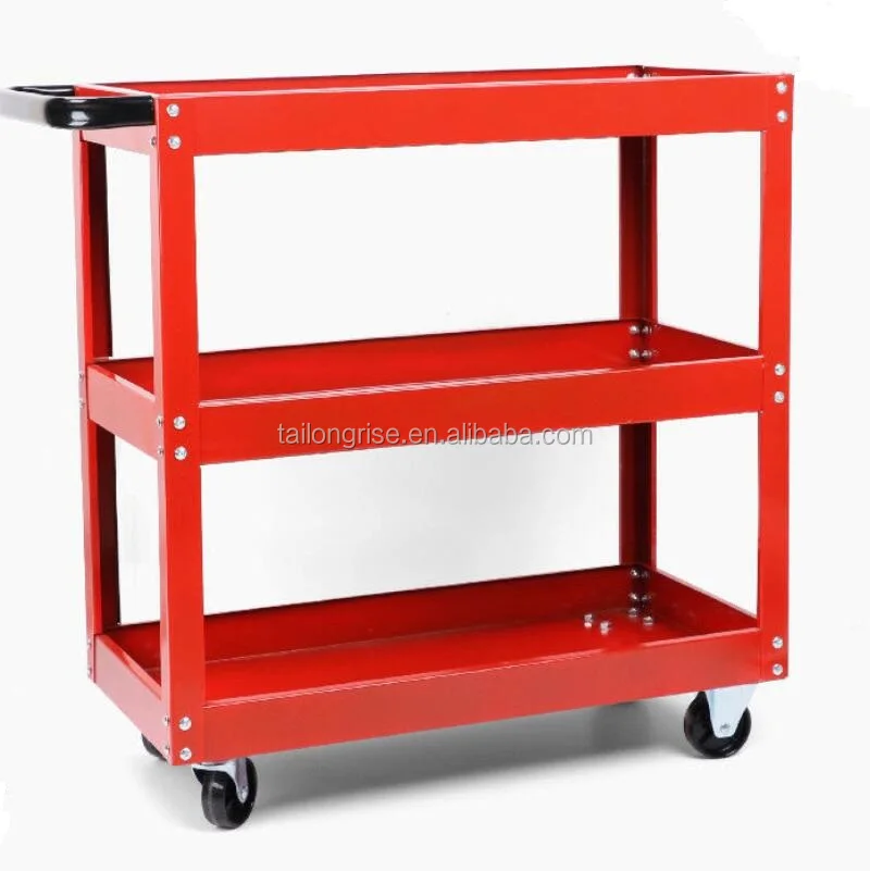 Collapsible Service Cart 3-Shelf Home Utility Storage Workshop Mechanic Garage 