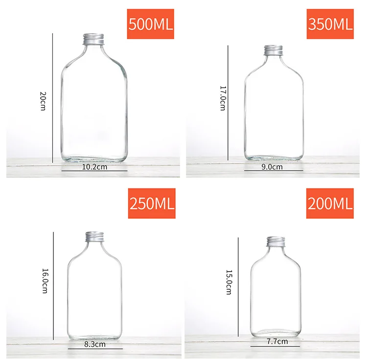 Flat Glass Bottle Cold Brew Coffee Juice Used 100ml 200ml 250ml 350ml