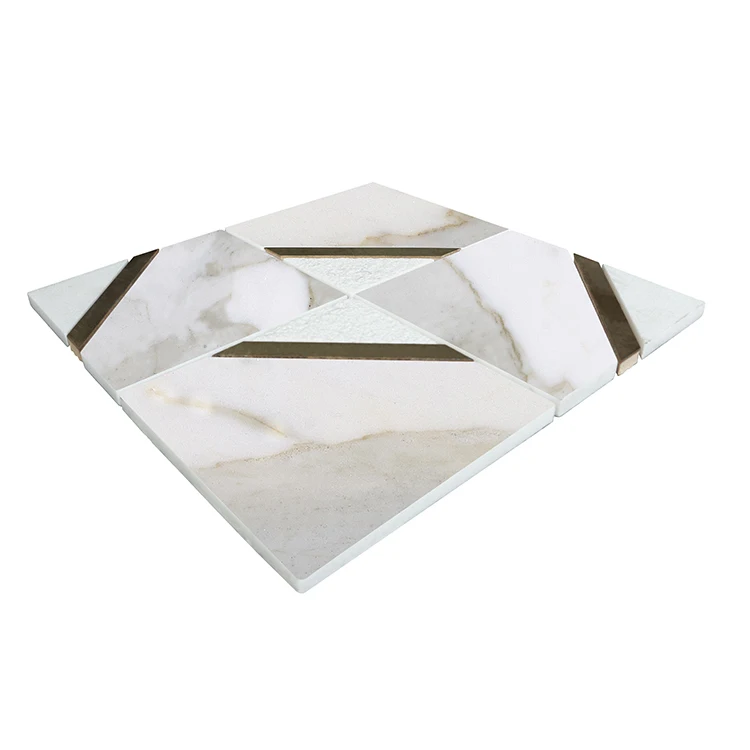 
Colorize good price aluminum white marble inlay design mosaic bathroom floor wall tile 