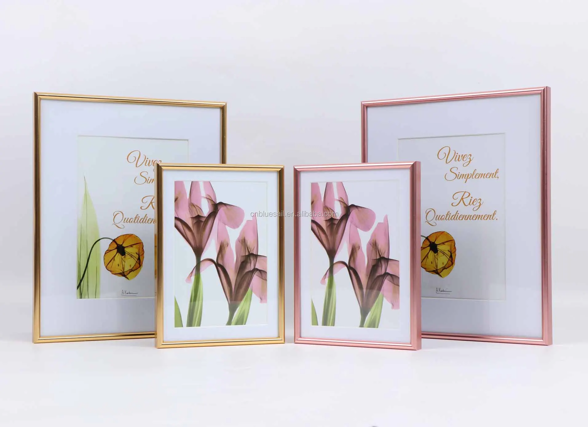 Rose Gold Photo Frame,Aluminum Picture Frame,8x10" With Mat To Display