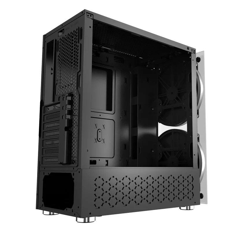 月亮rgb 电脑机箱 atx 游戏机箱电脑机箱 2 玻璃和 2 rgb 风扇 20毫米