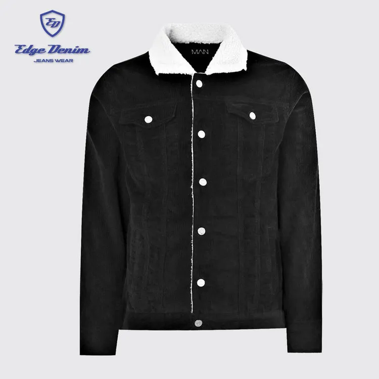 black denim jacket with white fur collar mens