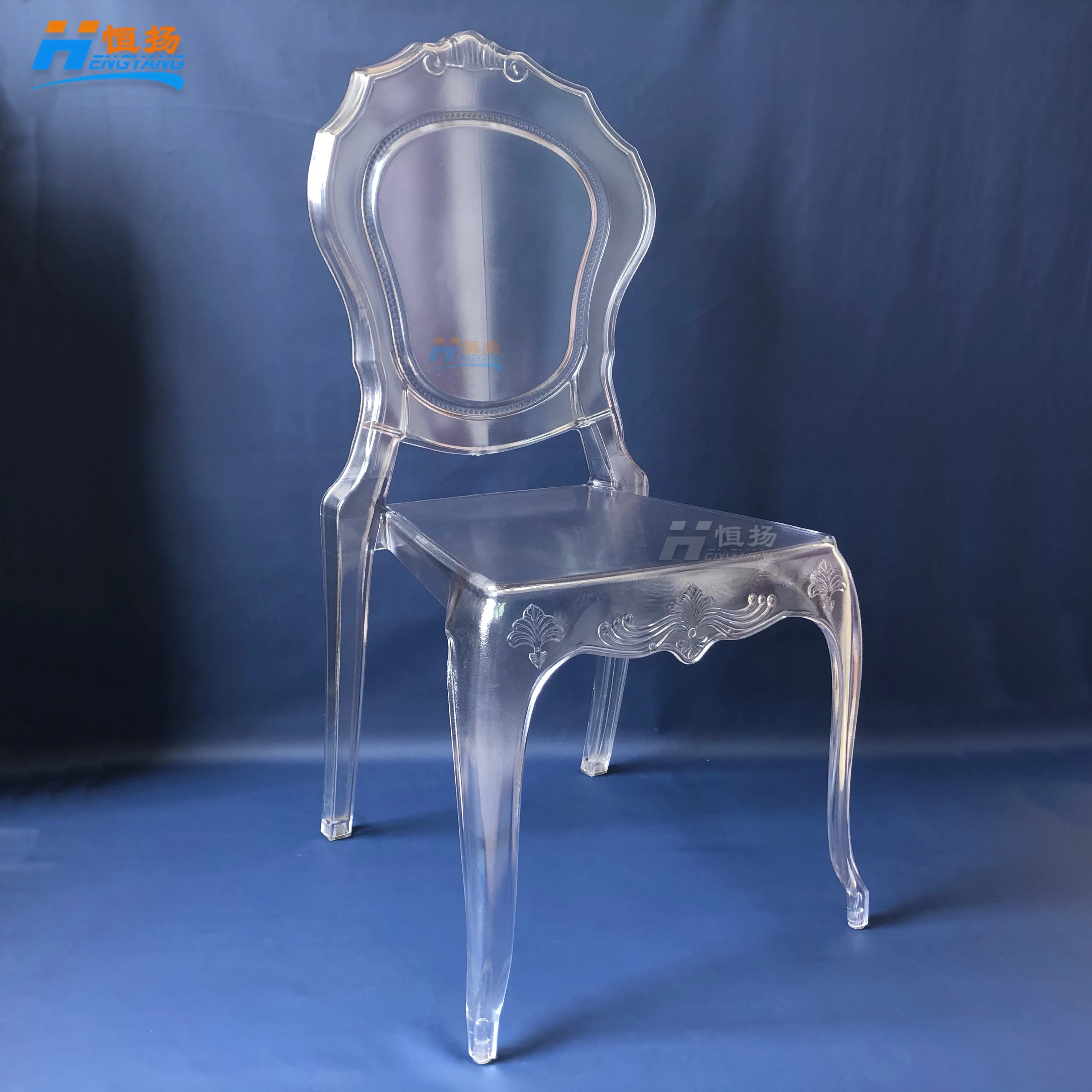聚碳酸酯堆叠婚礼丙烯酸 pc 树脂水晶公主皇冠椅子透明