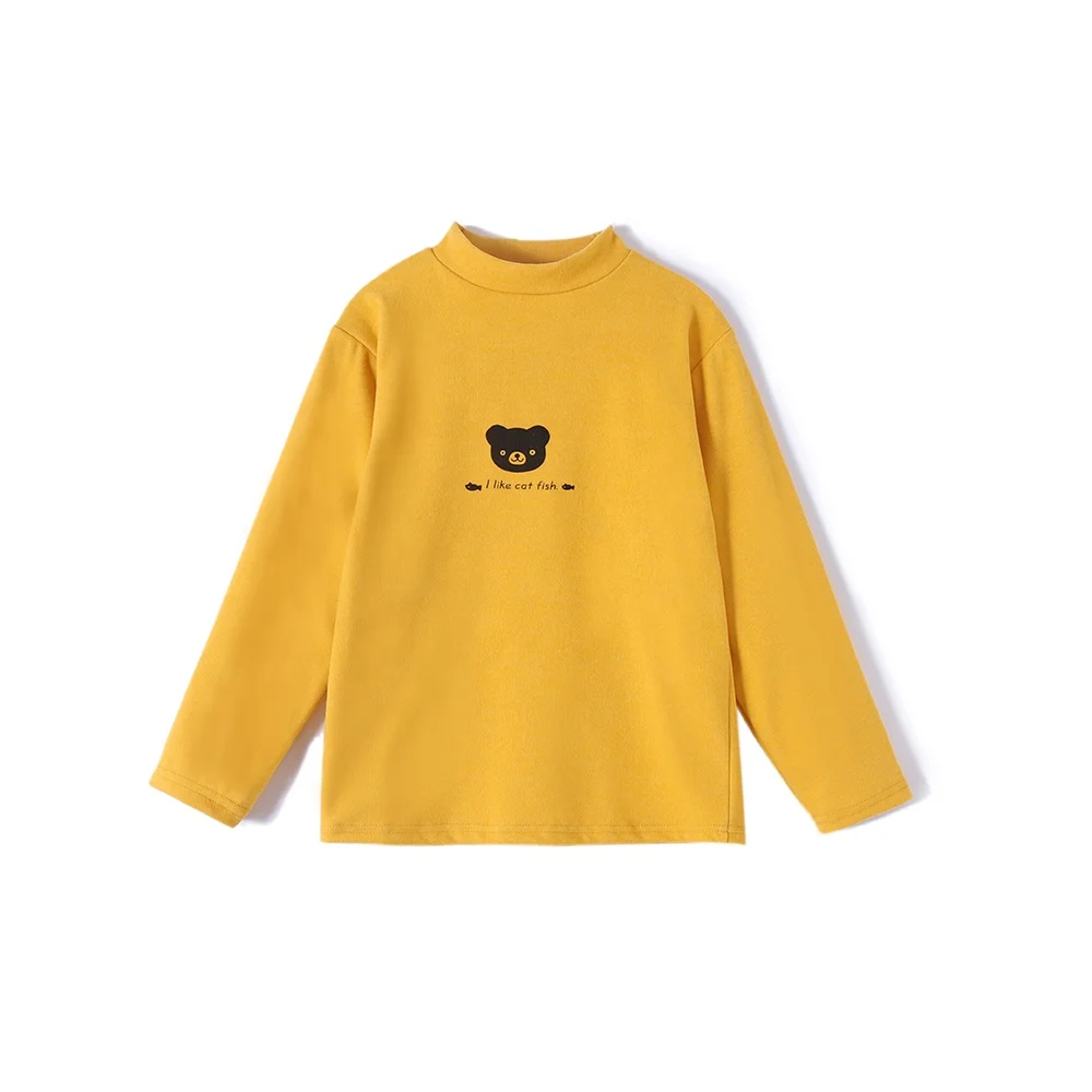 
The Bear Pattern Long Sleeves Thermal T-Shirts for Kids Turtleneck Sleeves Sweashirt Winter Wear T-Shirt for Your Little Child 