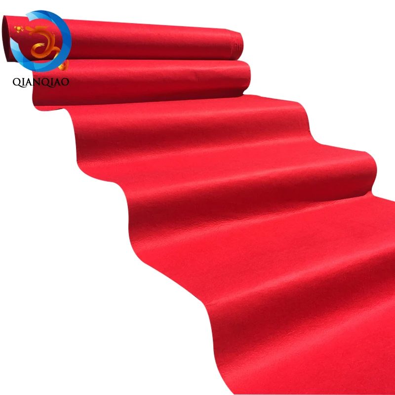 Red color felt rugs fabric bright red exhibition carpet roll