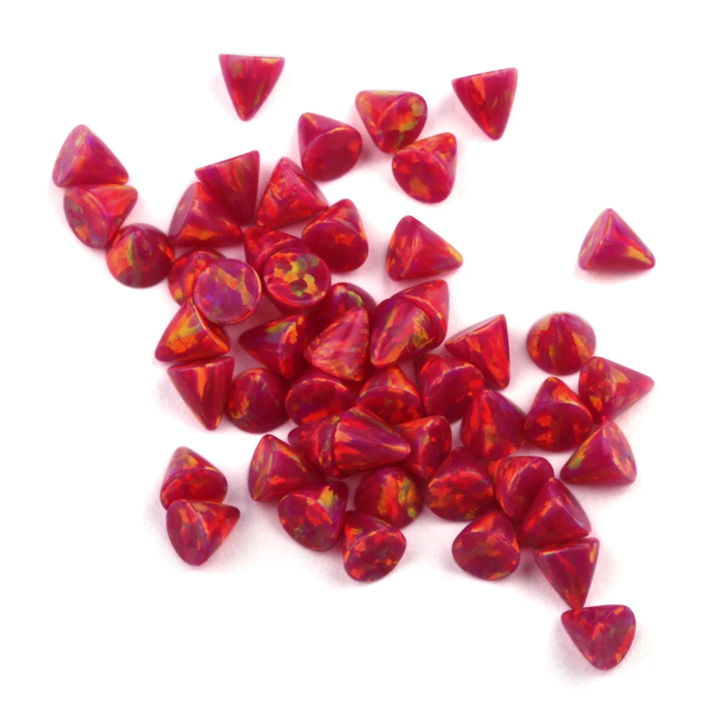 好火人做3x 3毫米玫瑰红三角锥火蛋白石