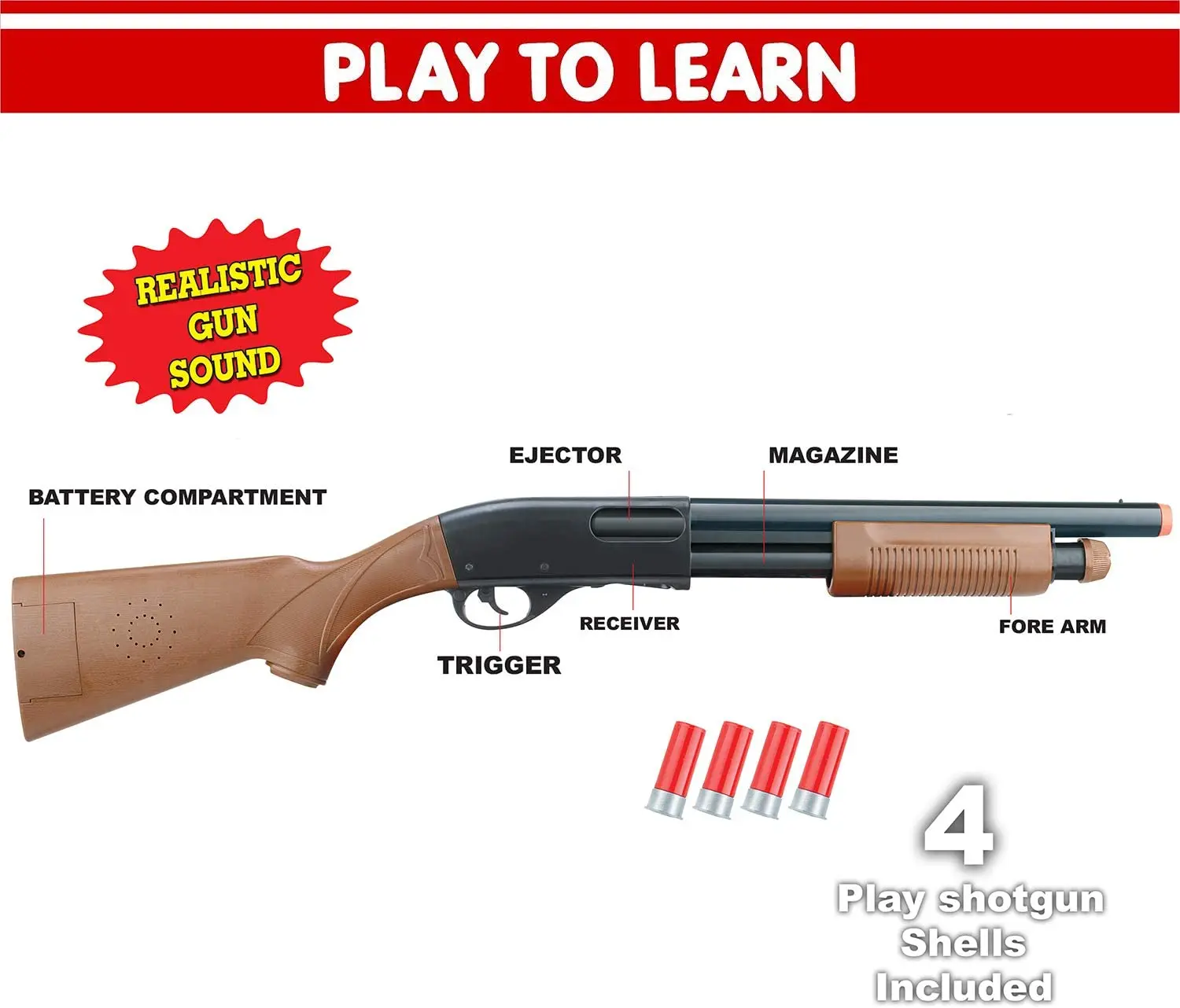  Escopeta de juguete de acción de bomba para niños Liberty  Imports. Rifle de caza con proyectiles eyectores - Sonidos realistas de  pistola electrónica (30 pulgadas) : Juguetes y Juegos