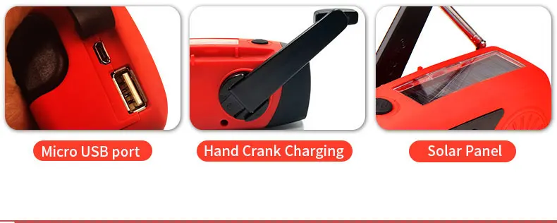 1w Led Hand Crank Flashlight Radio Solar Portable Hand Crank Fm/am ...