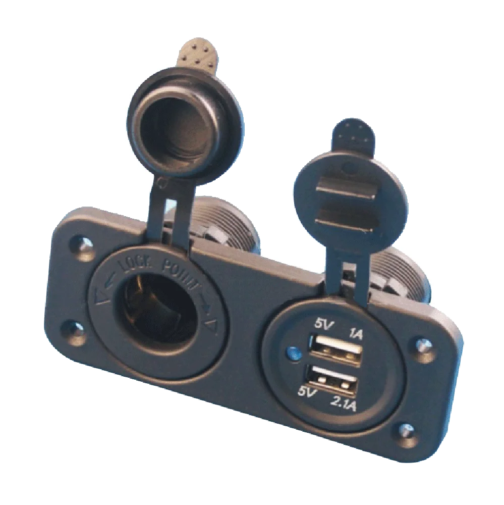 Double Port 12v Car Usb Flush Mount Socket +bracket One Hole+usb Cover