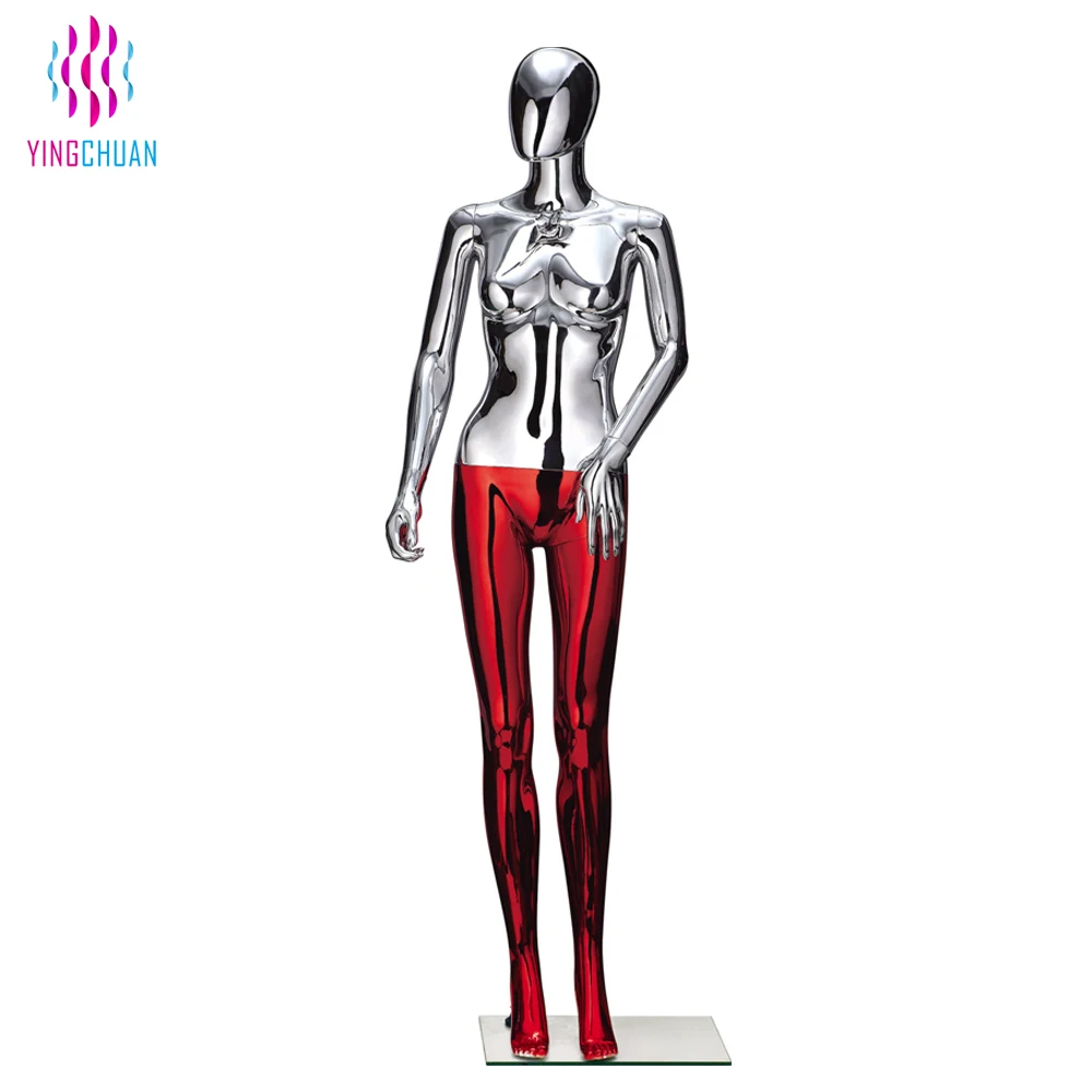 Factory Supply Red Full Body Stand Female Chrome Mannequins Buy