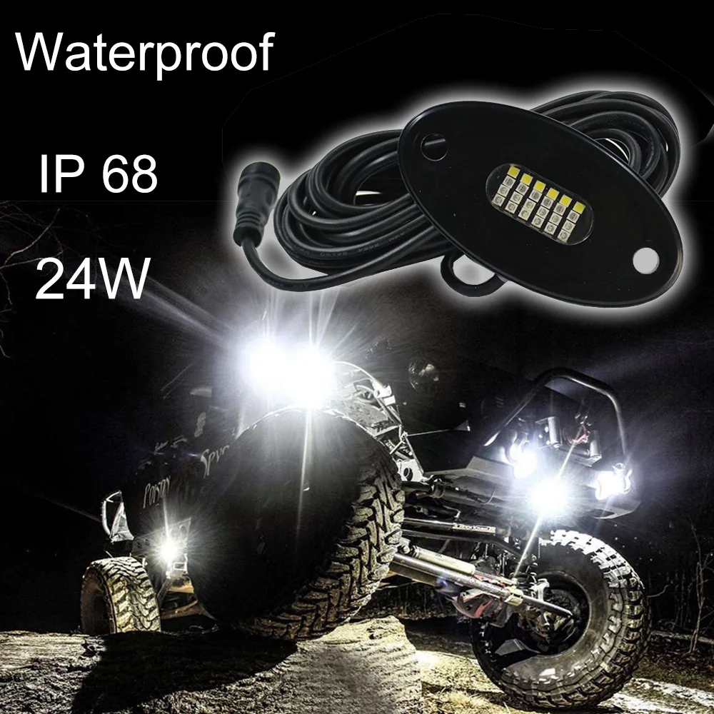 Most Popular 8pc Pods Car Auto RGBW LED Rock Light Offroad With Wireless Music Controller