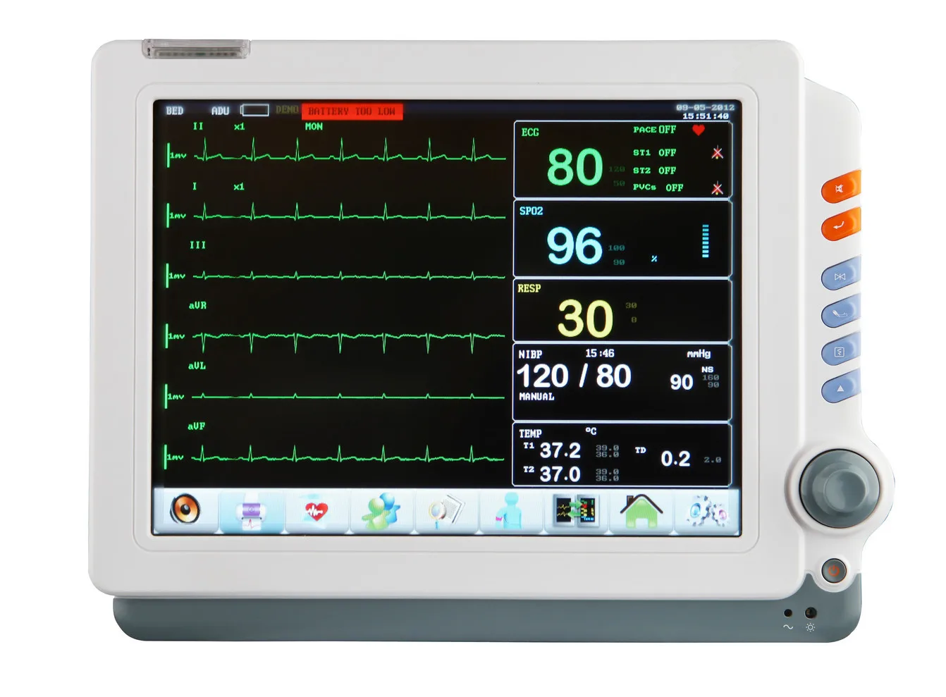 中國醫療多參數無線 capnography 設備壁掛式患者監護儀