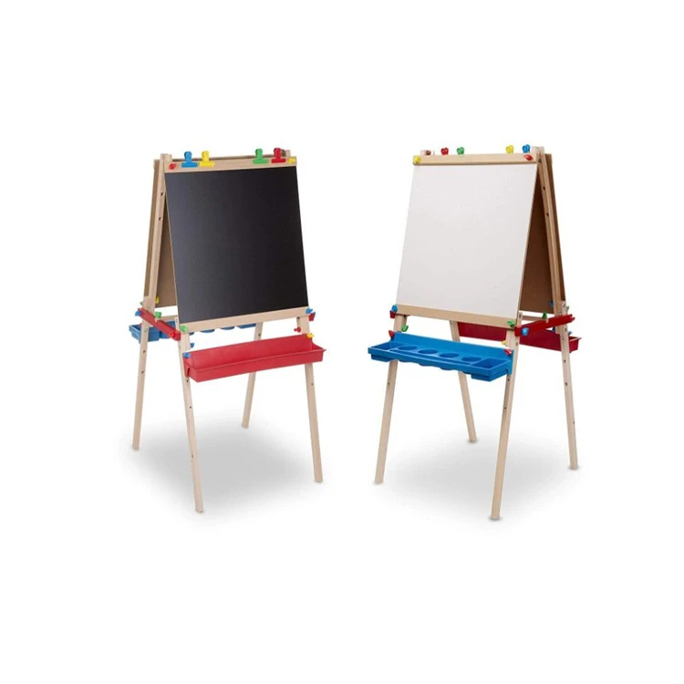 Deluxe Standing Multiple Chalkboard Dry Erase Board Kids Wooden Art ...