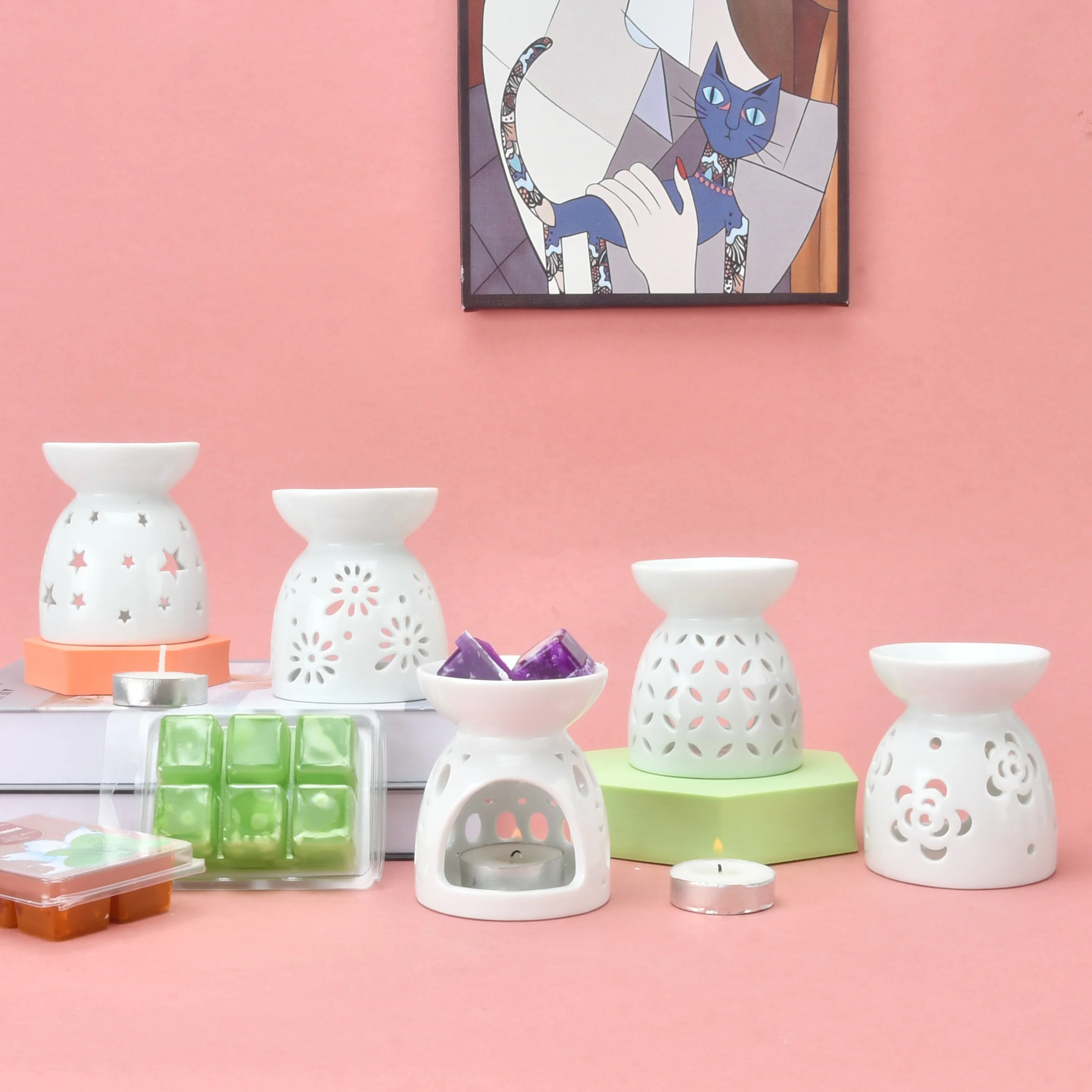 Porcelain Essential Oil Burner Wax Melt Holders Aroma Ceramic Oil