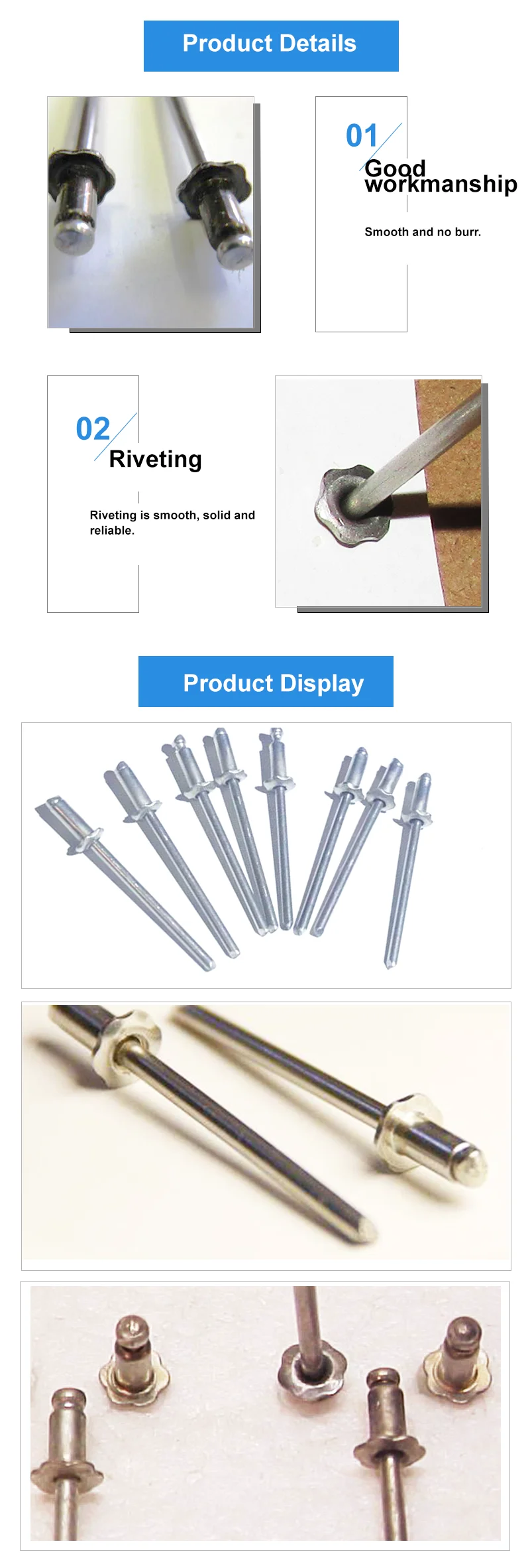 Galvanized Black Steel Garland Rosette Blind Rivets For Automobile